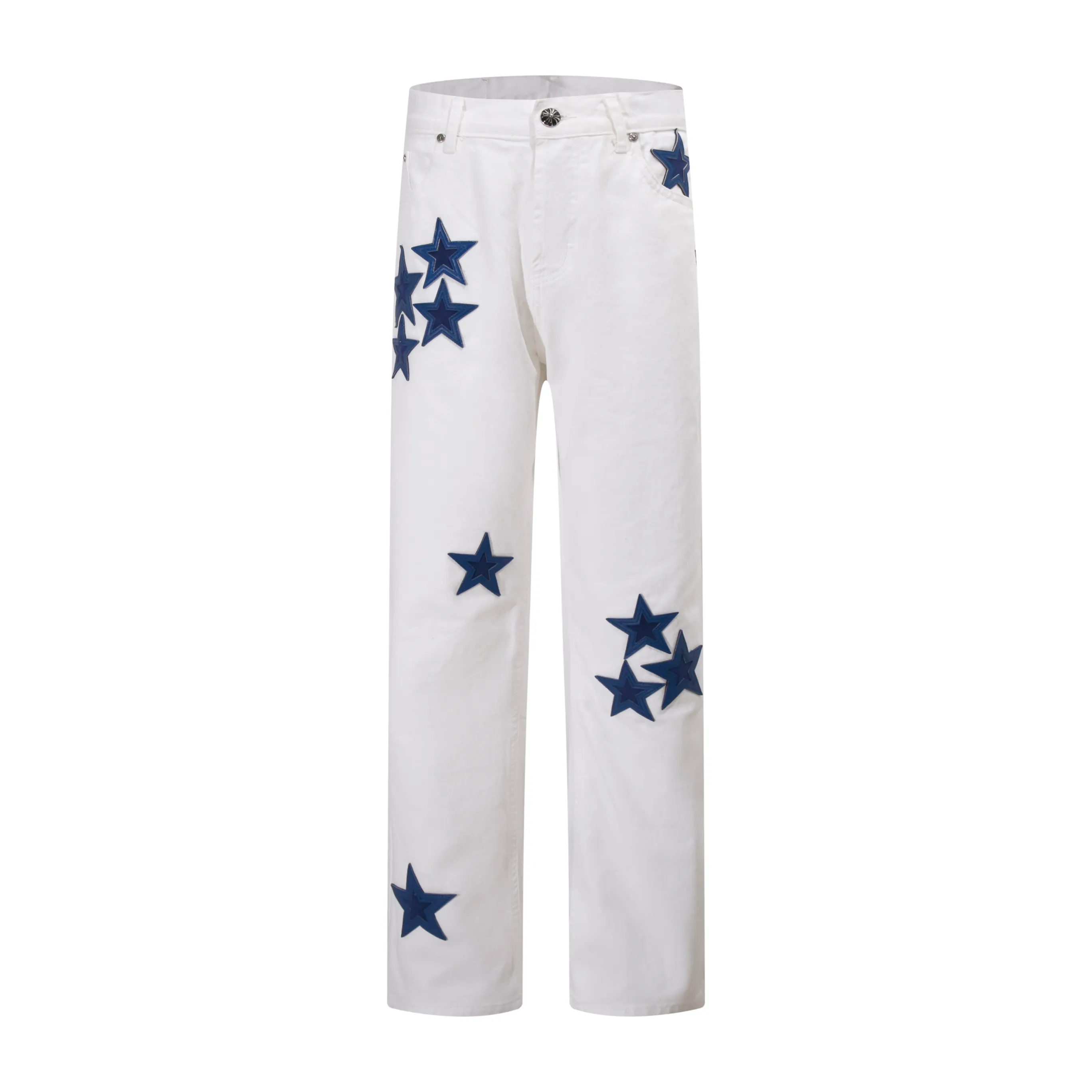 P260 Style No.: H889 Crow Heart & 𝐂𝐡𝐫𝐨𝐦𝐞 𝐇𝐞𝐚𝐫𝐭 ss25 new Fontainebleau limited star 💫 patchwork leather jeans. Styles with different washed textures are very friendly to people with thin legs. The slightly flared version perfectly modifies the leg shape. The timeless and moderate length makes it easy to match and match. It is the basis for various styles and is a must-have in your wardrobe! The fabric is stiff but also makes the upper body soft without losing texture. The washing process is even more perfect. It is a must-have item for everyone! ! ! Washed wheat, hang tag, pants label, three labels complete Color: white Size: 28-30-32-34-36